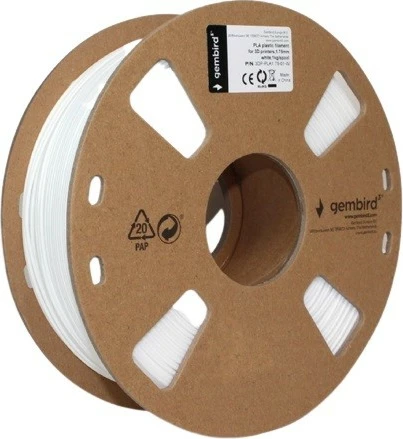 Filament 3D printeri Gembird PLA, 1.75 mm, 1 kg, Bardhë