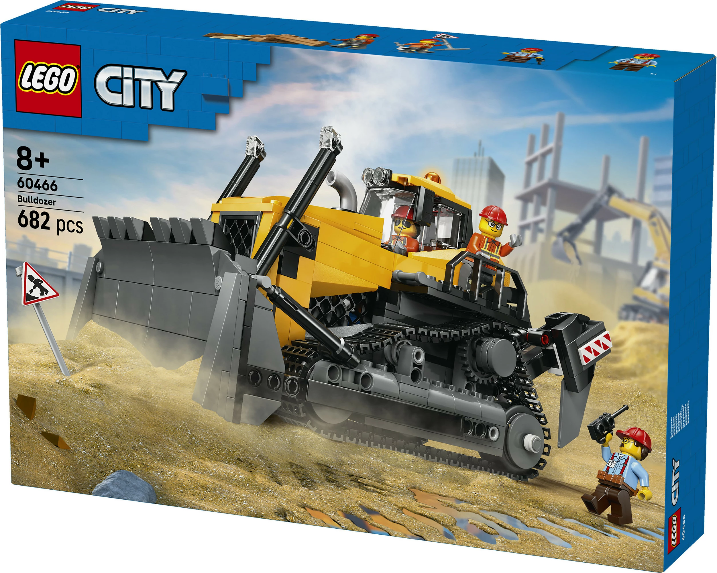 Set ndërtimi LEGO City Bulldozer i Verdhe 60466, 682 copë, 8+ vjeç, shumëngjyrësh