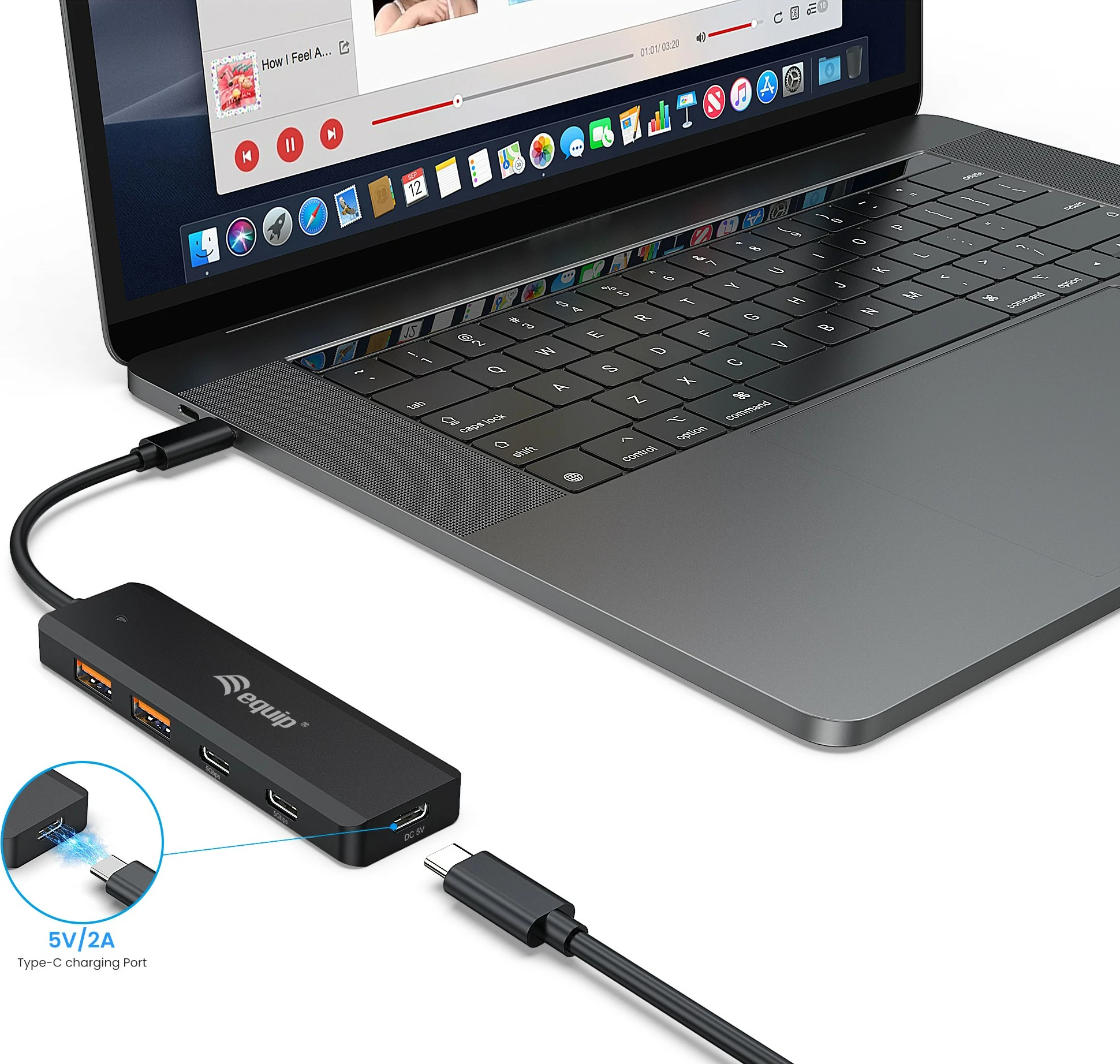 USB hub Equip 128966, 4 porta, USB-C/USB-A, 10Gbps, i zi