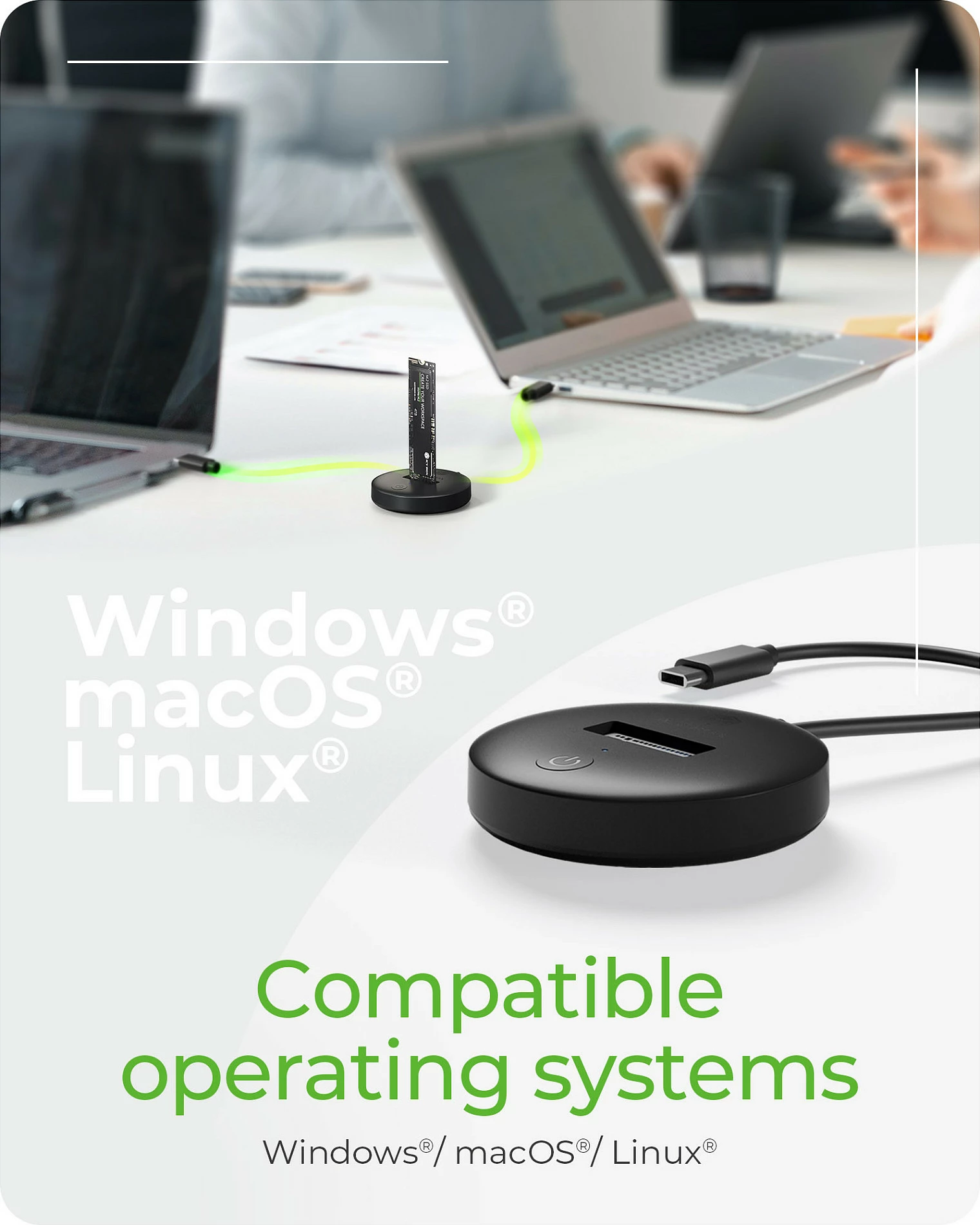 Docking station ICY BOX IB-1610MCD-C31, M.2 SATA SSD, USB-C 3.2 Gen2 10Gbps, e zezë