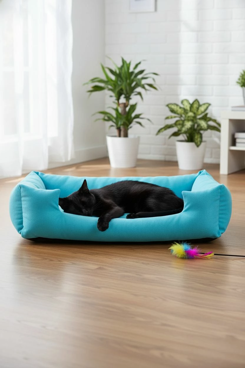 Shtrat për kafshë, Paws & Whiskers, Kare XL, ngjyrë kaltër