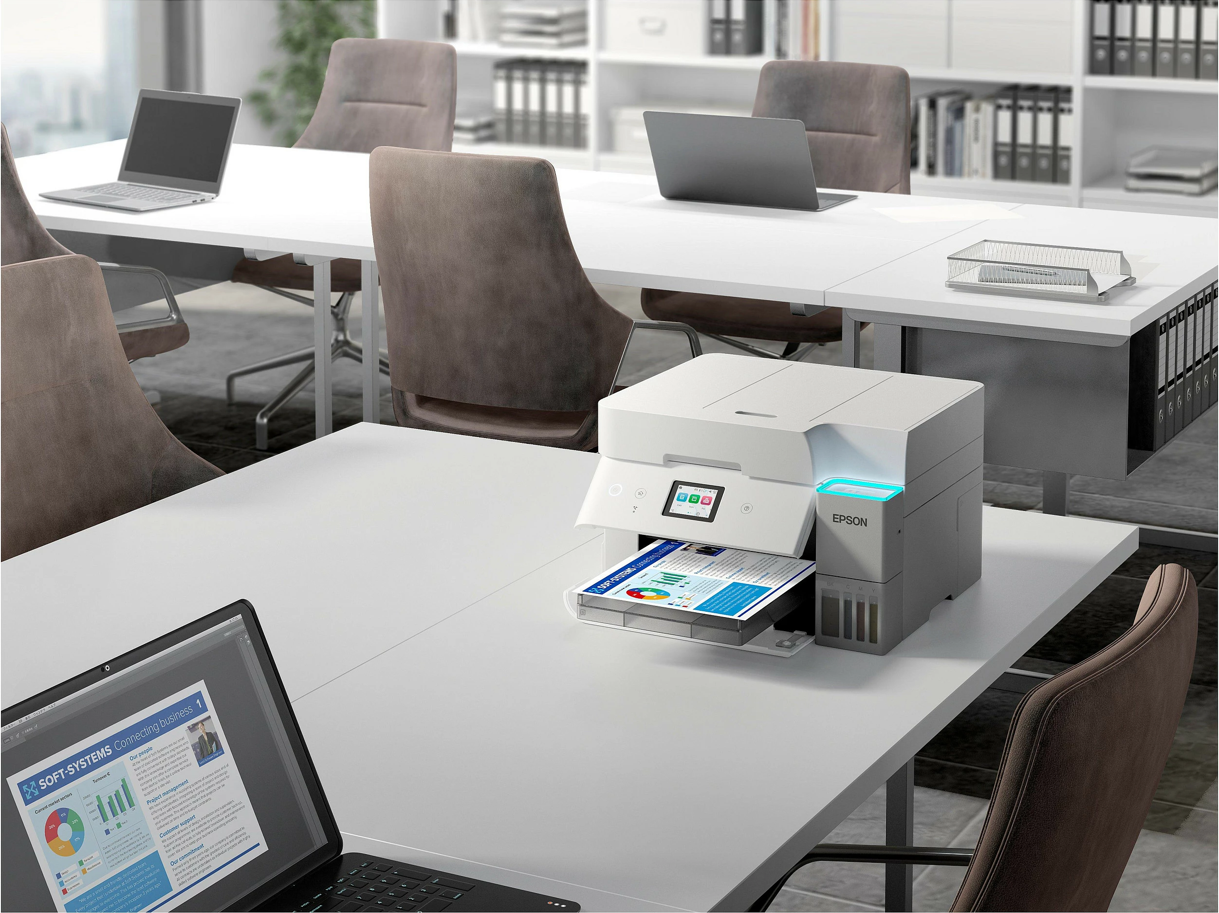 Printer multifunksional Epson EcoTank ET-4956, A4, Inkjet, ngjyra, Wi‑Fi/Ethernet, Duplex, i zi