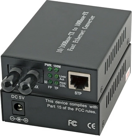 Media konverter EFB Elektronik RJ45-STP në ST fibra, Fast Ethernet 10/100Mbps, 1310nm/2km, i zi