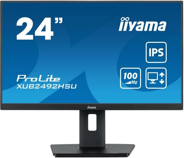 Monitor iiyama ProLite XUB2492HSU-B6 24" IPS 100Hz AdaptiveSync me altoparlantë, USB 3.2 hub, HDMI/DisplayPort, i zi