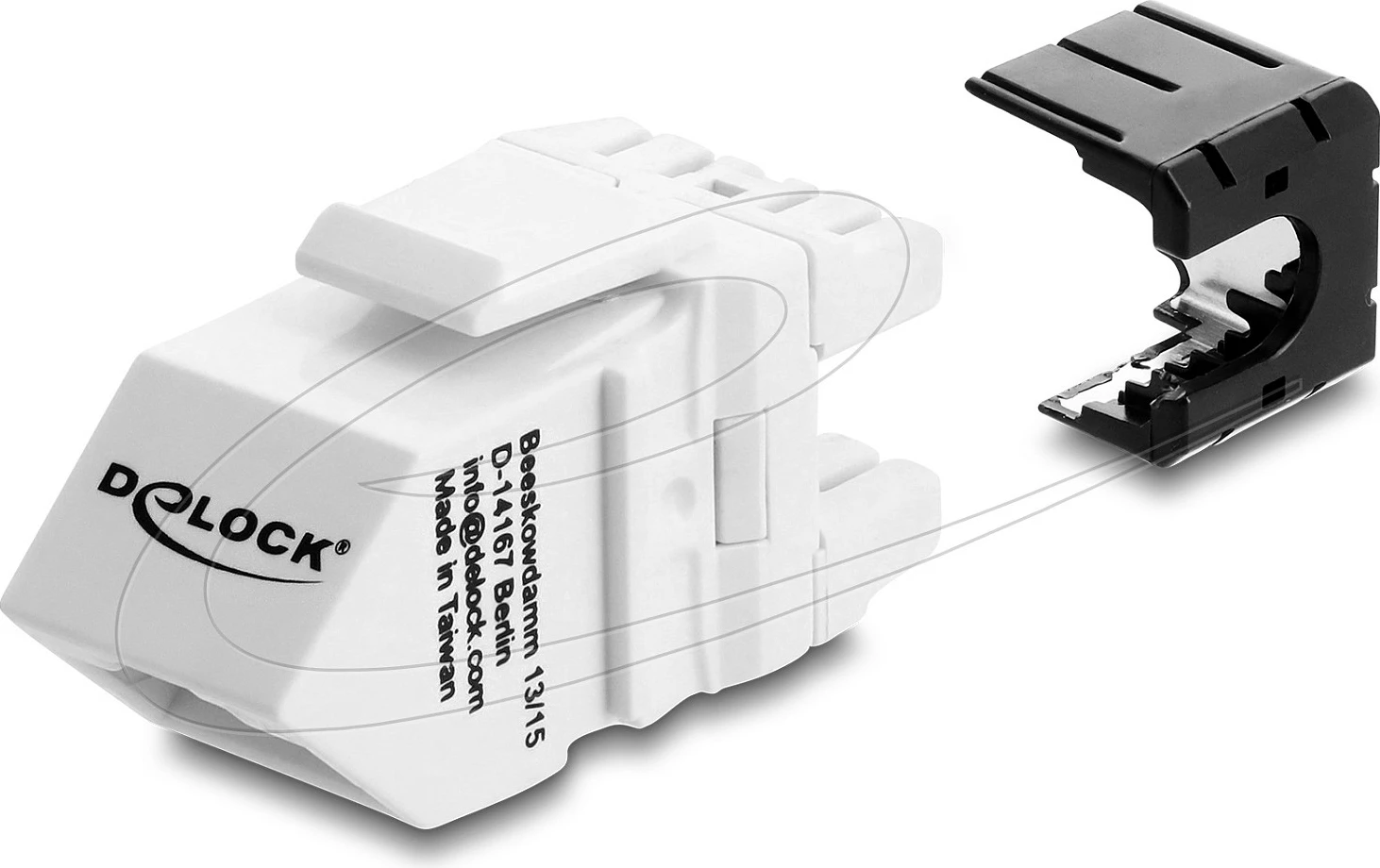 Modul keystone rrjeti DeLOCK 90939, RJ45 në LSA, Cat6a, 45° angled, bardhë/zi