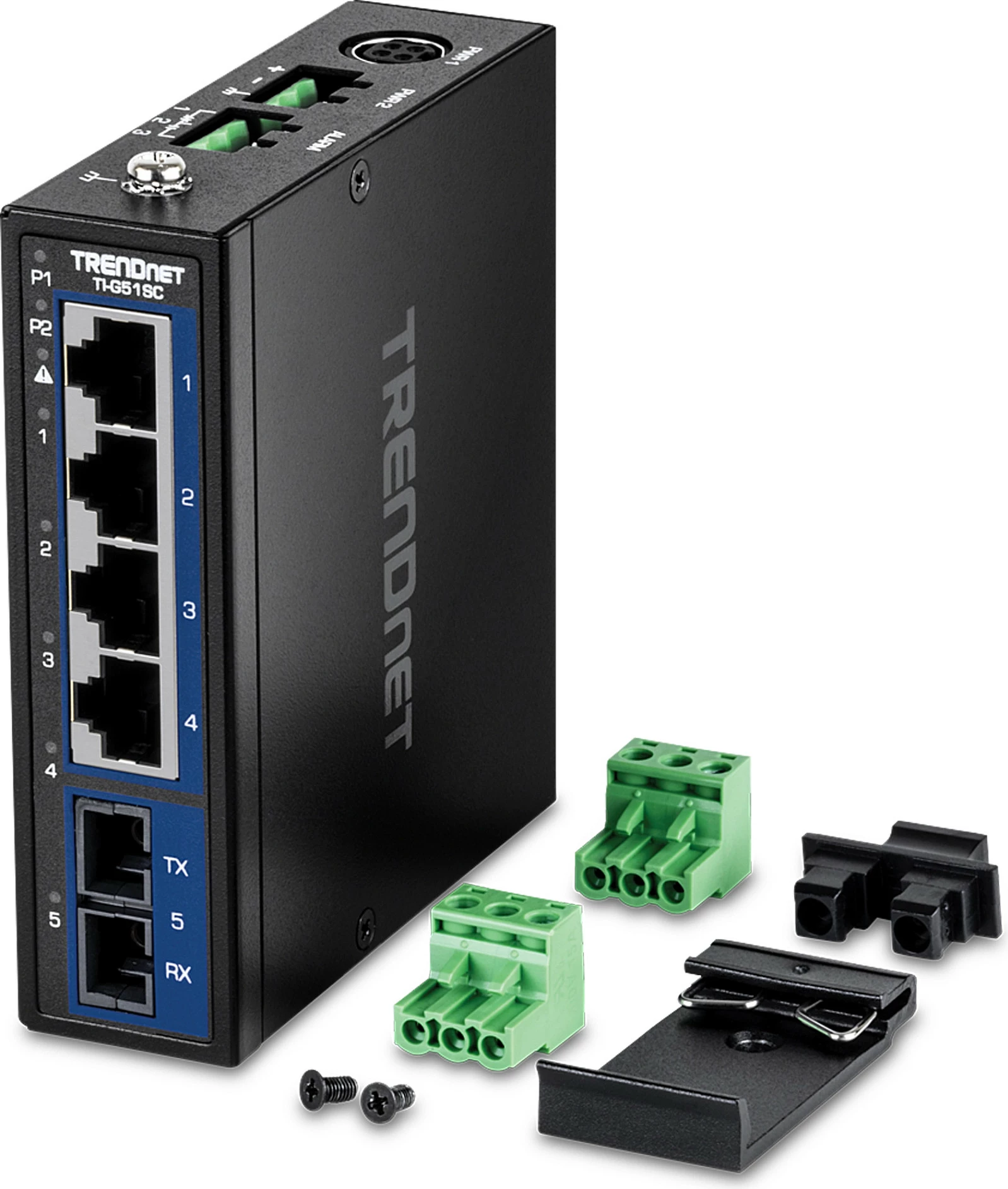 Switch industrial TRENDnet TI-G51SC, 5-port Gigabit, DIN-Rail, fibër MM SC