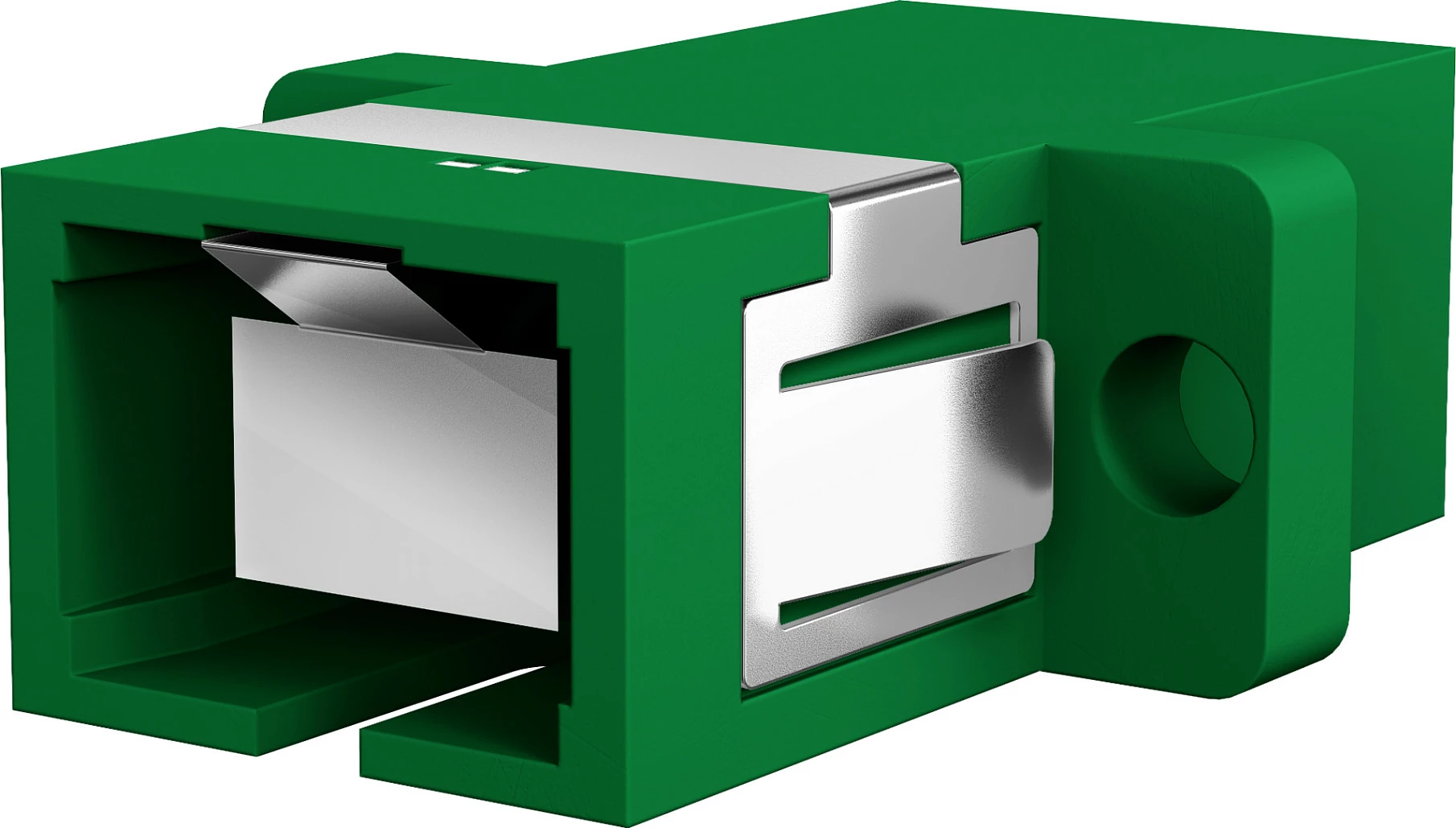 Adapter fibër optike EFB Elektronik SC/APC Simplex OS2, 2 konektorë, me shutter, i gjelbër