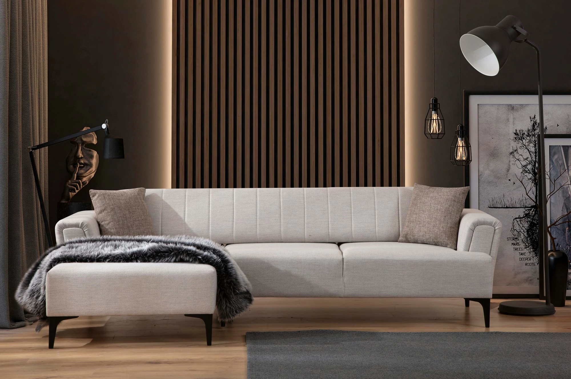 Kënd-sofë shtrat Hamlet, ecru, Atelier del Sofa, këndi majtas