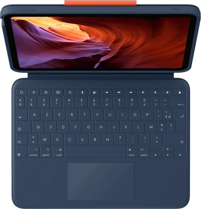 Mbështjellës me tastierë Logitech Rugged Combo 4 Touch për iPad 10th gen Classic Blue (FR)