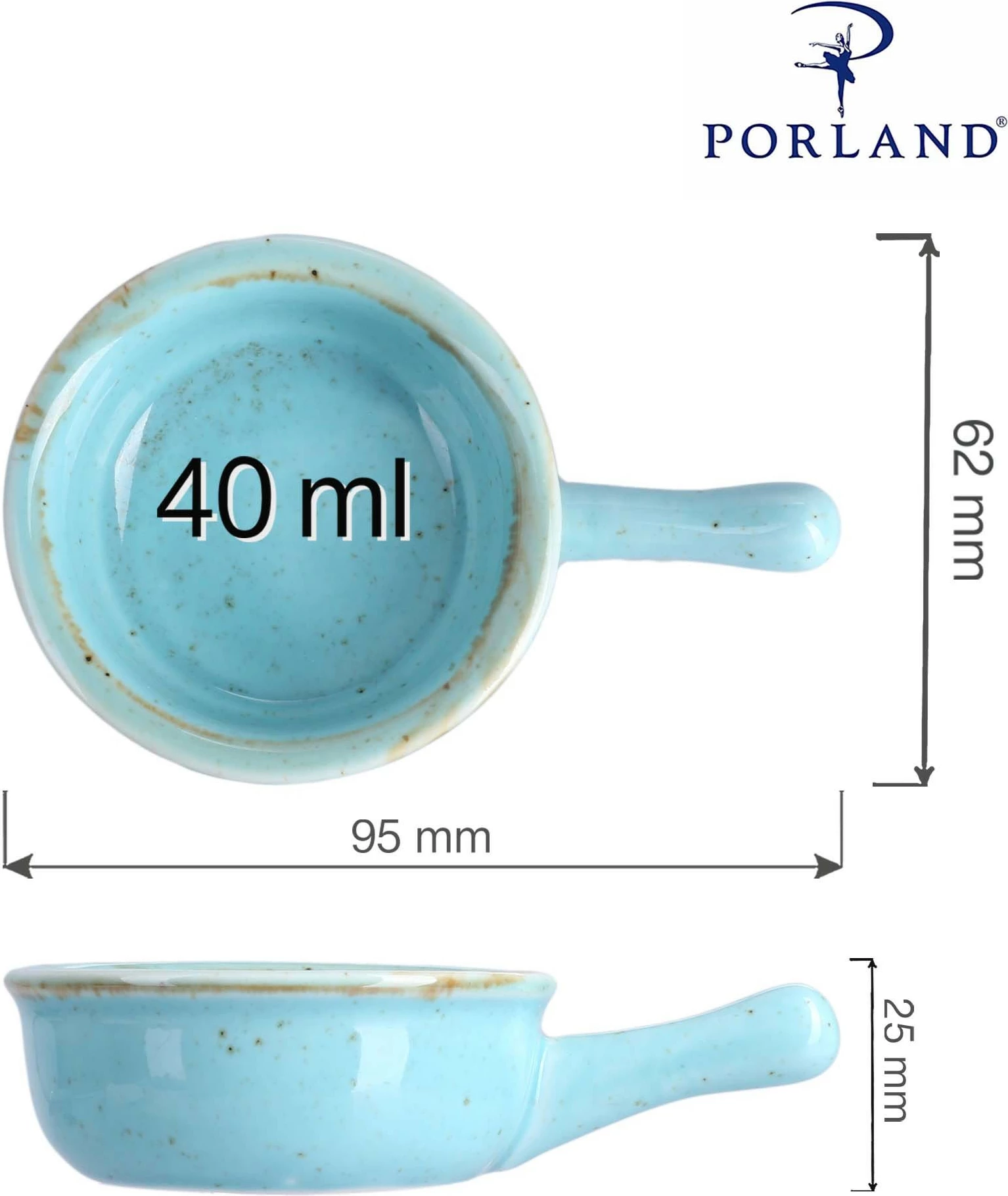 Pjatë mini me dorezë Porland Seasons Laguna 60 mm, blu qielli, set 6 copë