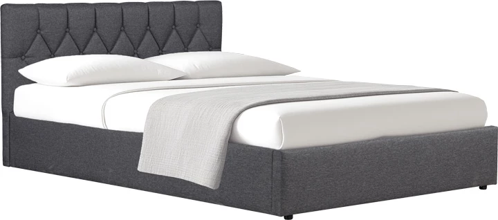 Krevat dopio Kamaho, stof, antracit, me hapësirë për depo, 160x200cm