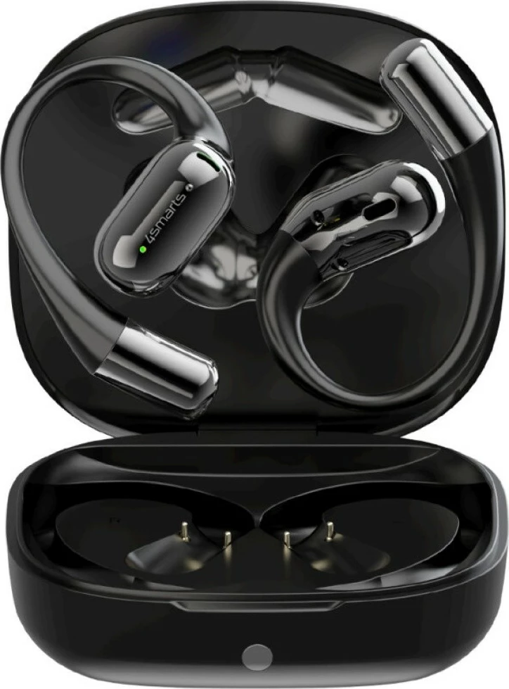 Kufje Bluetooth 4smarts SkyBuds OWS KAT07418, Bluetooth 5.4, ekran AI në kuti, kapëse veshi, kohë pune 28h, të zeza