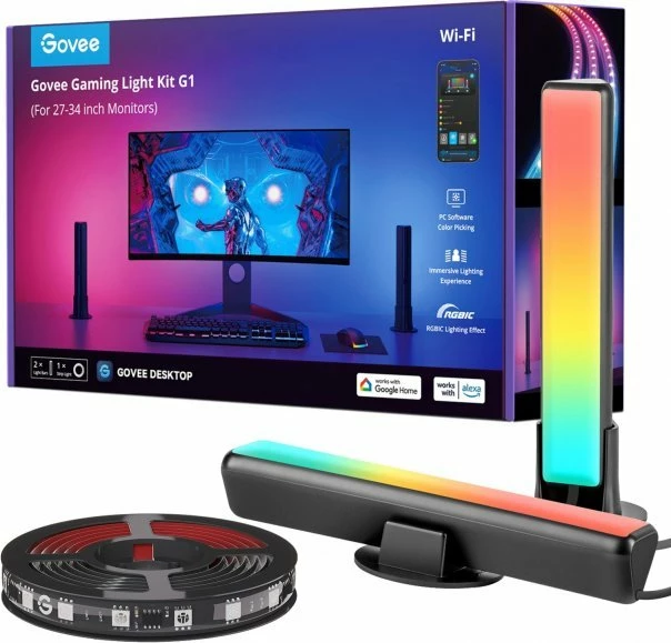 Kit dritash LED Govee PC Monitor Pro Kit H6608 për monitor 27-34 inç, RGBIC, Wi‑Fi/Bluetooth, multicolor, kit