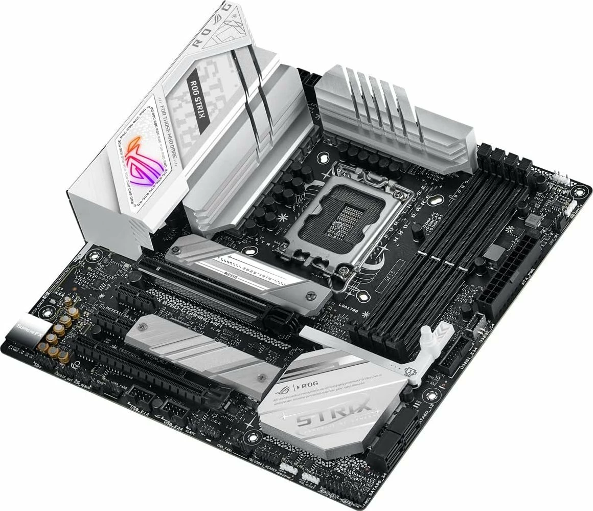 Pllakë amë Asus ROG STRIX B760-G GAMING WIFI, mATX, DDR5, Wi‑Fi 6, Bluetooth, bardhë/zi