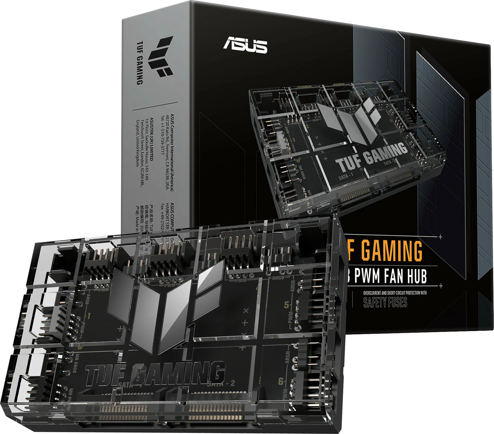 Hub ventilatorësh ASUS TUF Gaming ARGB PWM, SATA, 4-pin, i zi