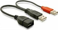 Kabllo USB DeLOCK Y për të dhëna/rrymë, 2x USB-A mashkull në USB-A femër, e zezë/kuqe