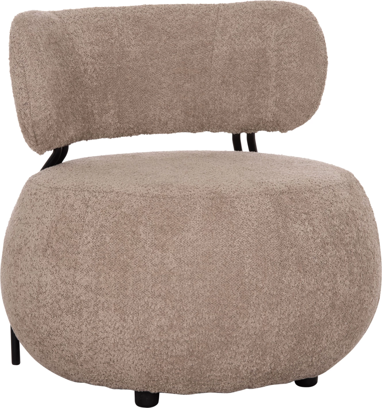 Karrige lounge e rrumbullakët KARSEN, stof boucle bezhë e errët, FH9598.08, 79x82x74cm