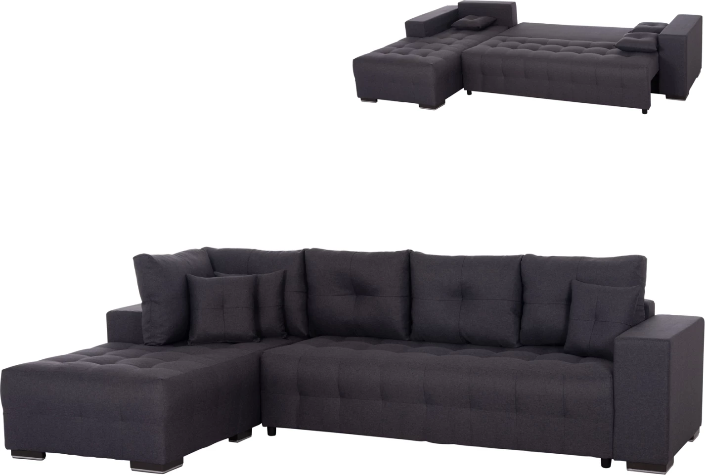 Kënd-sofë me hapësirë për magazinim, Trendston FH3302.01L, material gri, 298x177x95cm
