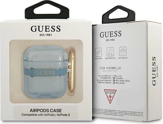 Mbështjellës Guess GUA2HHTSB për AirPods 1/2, Strap Collection, kaltër
