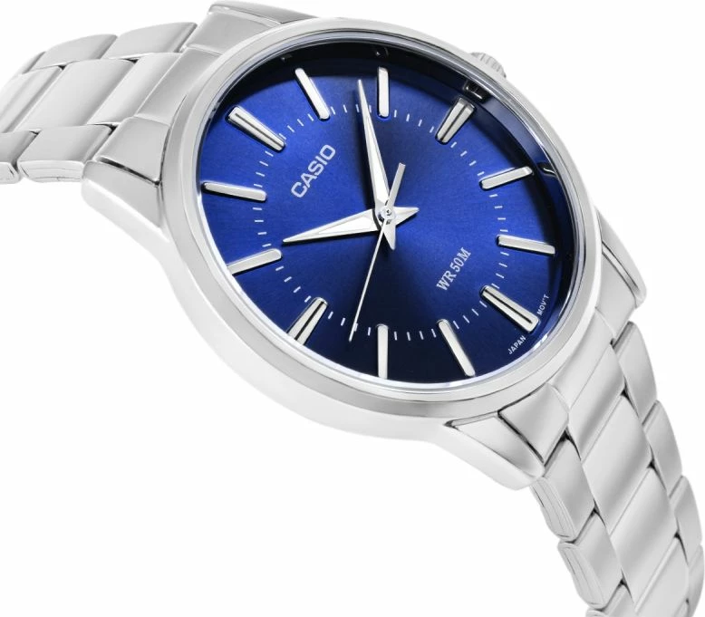Orë dore meshkuj CASIO MTP-1303PD-2AVEG, argjendtë/kaltër, me kuti