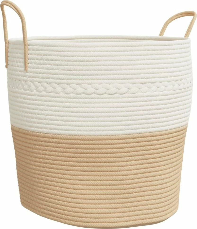 Shportë ruajtëse vidaXL 43x38 cm, pambuk, beige-bardhë
