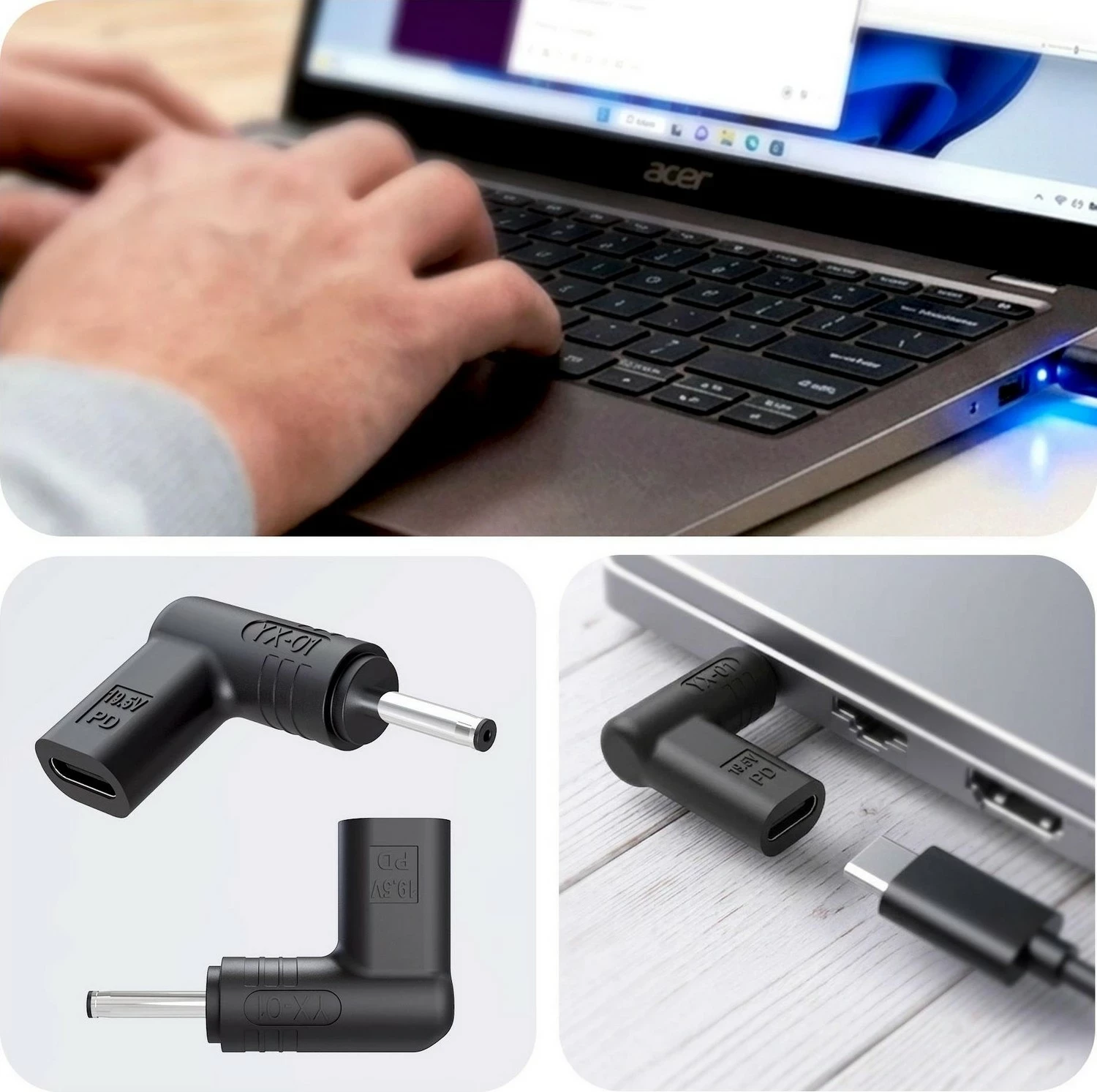 Adapter rryme laptopi 3MK HARDY 65W, USB-C/DC 3.0x1.0mm, i zi