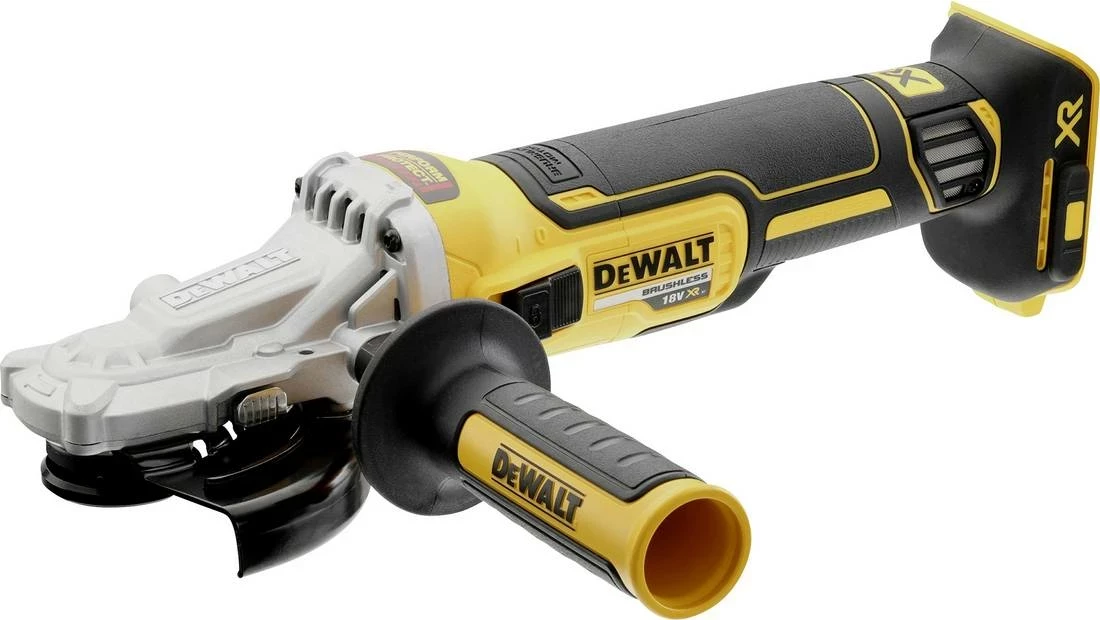 Fleks aku Dewalt DCG405FNT, 18 V XR, 125 mm, brushless, me clutch & frena elektronike, me valixhe, verdhë/zi