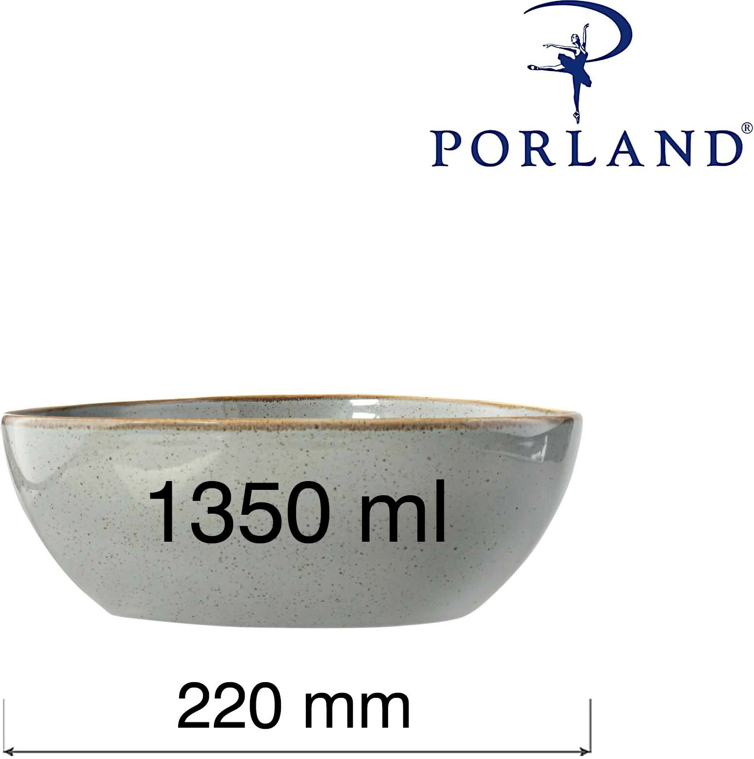 Tas trekëndor Porland Seasons Stone 220 mm 1350 ml, gri e errët, set 2 copë