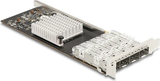 Kartë rrjeti PCIe DeLOCK i350, 4x SFP, 1 Gbps, e brendshme, e zezë