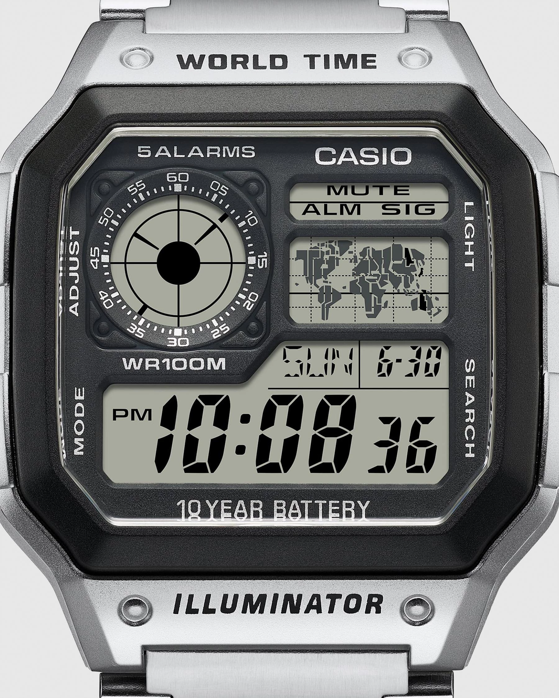 Orë dore Casio AE-1200WHD-1A, e argjendtë