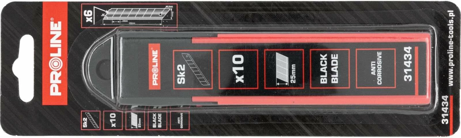 Tehe zëvendësuese PROLINE 31434, 25x0.7 mm, çelik SK2, 10 copë, të zeza