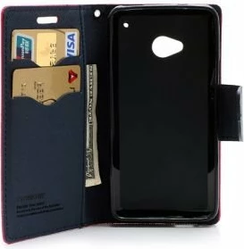 Mbështjellës Goospery Fancy Diary për HTC One A9, me kapak, me xhepa për karta, i zi