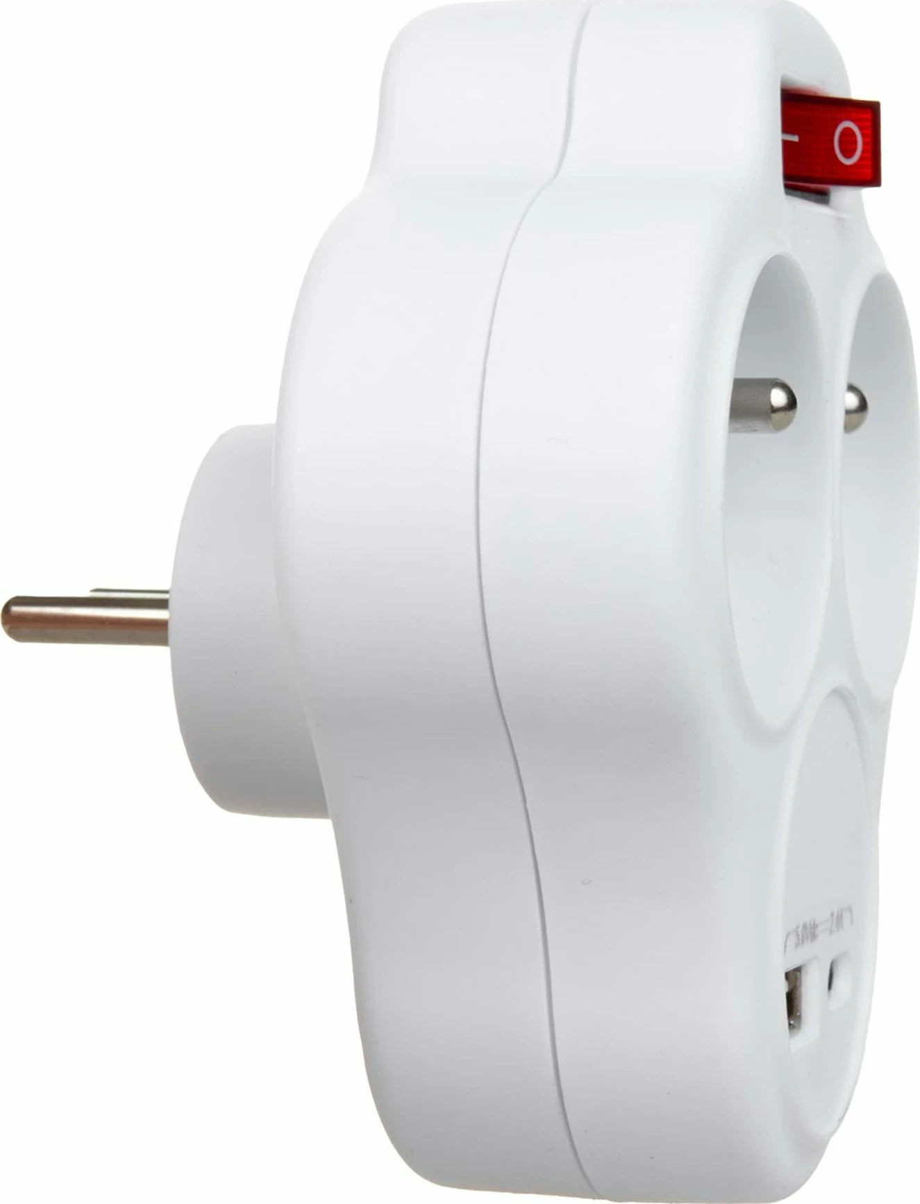 Ndarës prize Maclean MCE336 E, 2 priza Type E 2x16A, USB-A/USB-C 2.4A, me switch ON/OFF, e bardhë