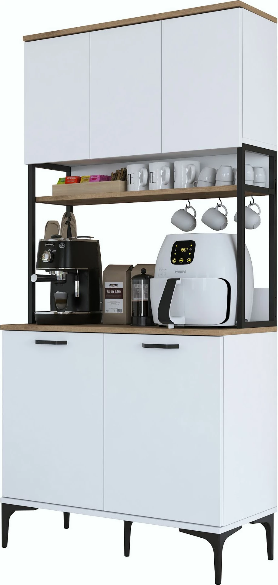 Dollap multifunksional, ngjyrë arre dhe e bardhë, Skye Decor, JE193 - 3799