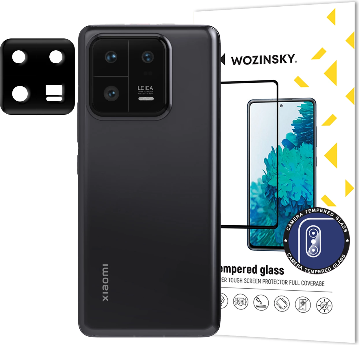 Xham i temperuar për kamerë Wozinsky Full Camera Glass për Xiaomi 13 Pro, 9H, Zi