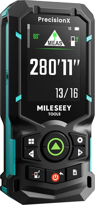 Matës distance lazer Mileseey S50, 0.05-120 m, green laser, ekran IPS 2.4\", USB-C, P2P, zi me aksente blu, me set (çantë, 2x bateri AA Ni-MH, kabllo USB-C)