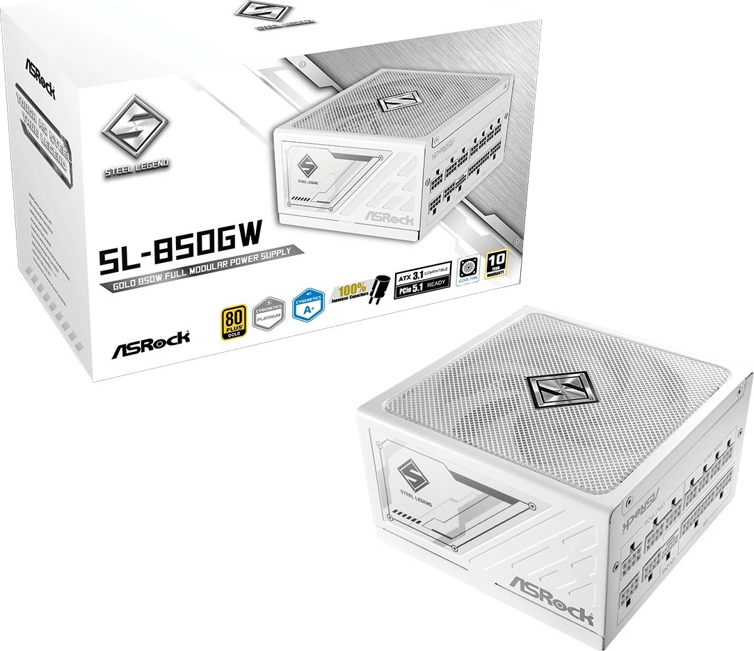 Kasë energjie ASRock Steel Legend SL-850GW, 850W, ATX, 80+ Gold, e bardhë