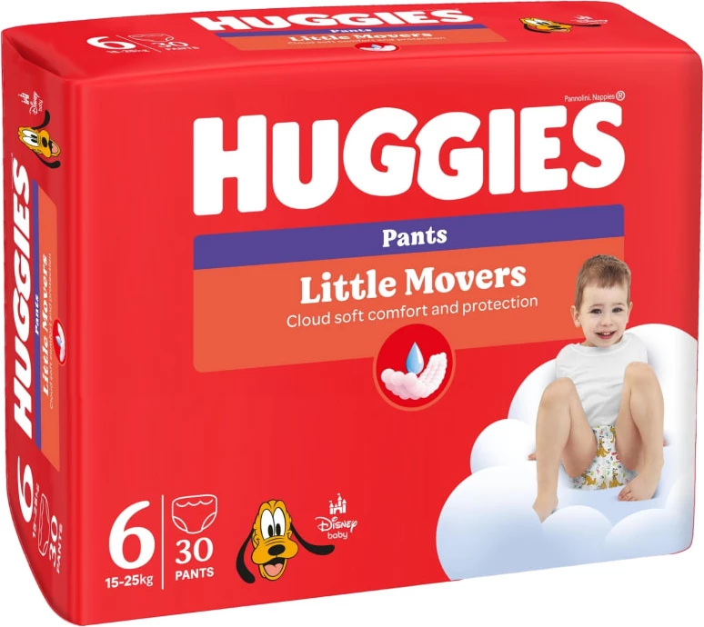 Pelena Huggies® Little Movers 6 Pants (15-25kg), 30 copë