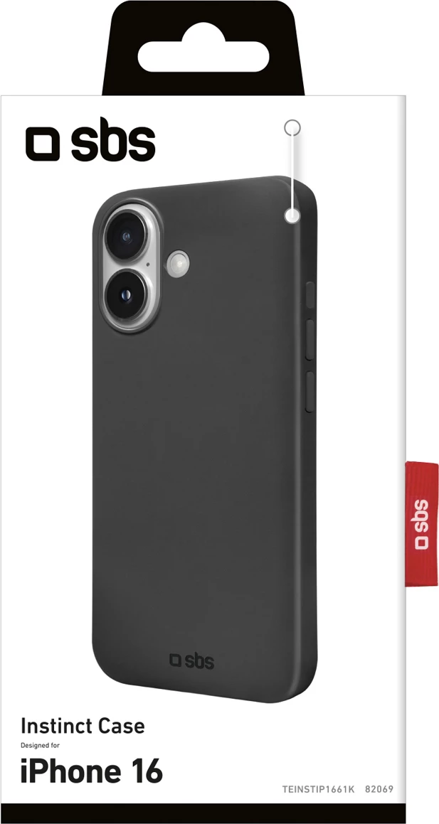 Mbështjellës SBS Instinct për iPhone 16, TPU me mikrofibër, i zi, me kuti