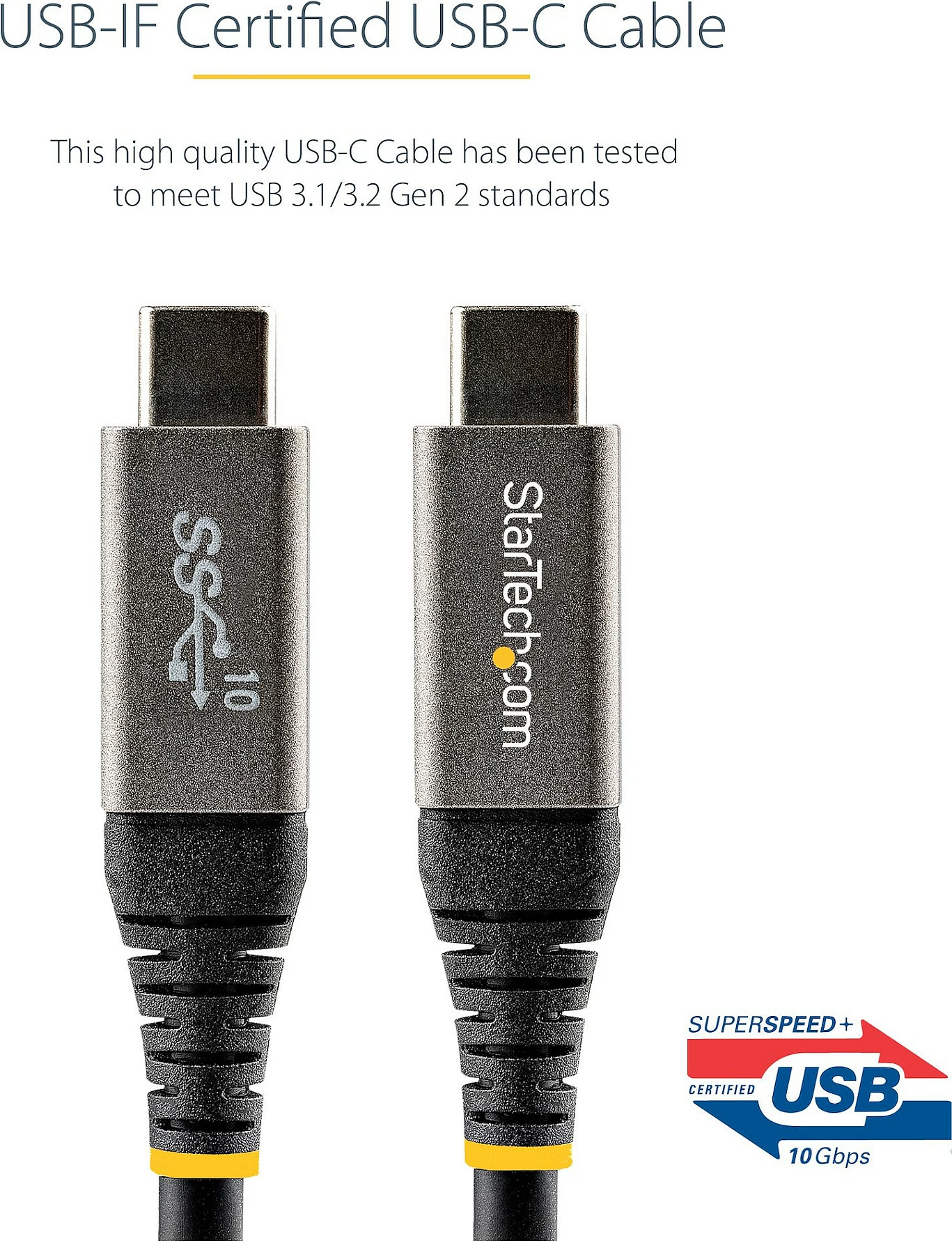 Kabll USB-C StarTech USB31CCV1M, 1 m, 10Gbps, PD 100W (5A), DP Alt Mode, zi/gri