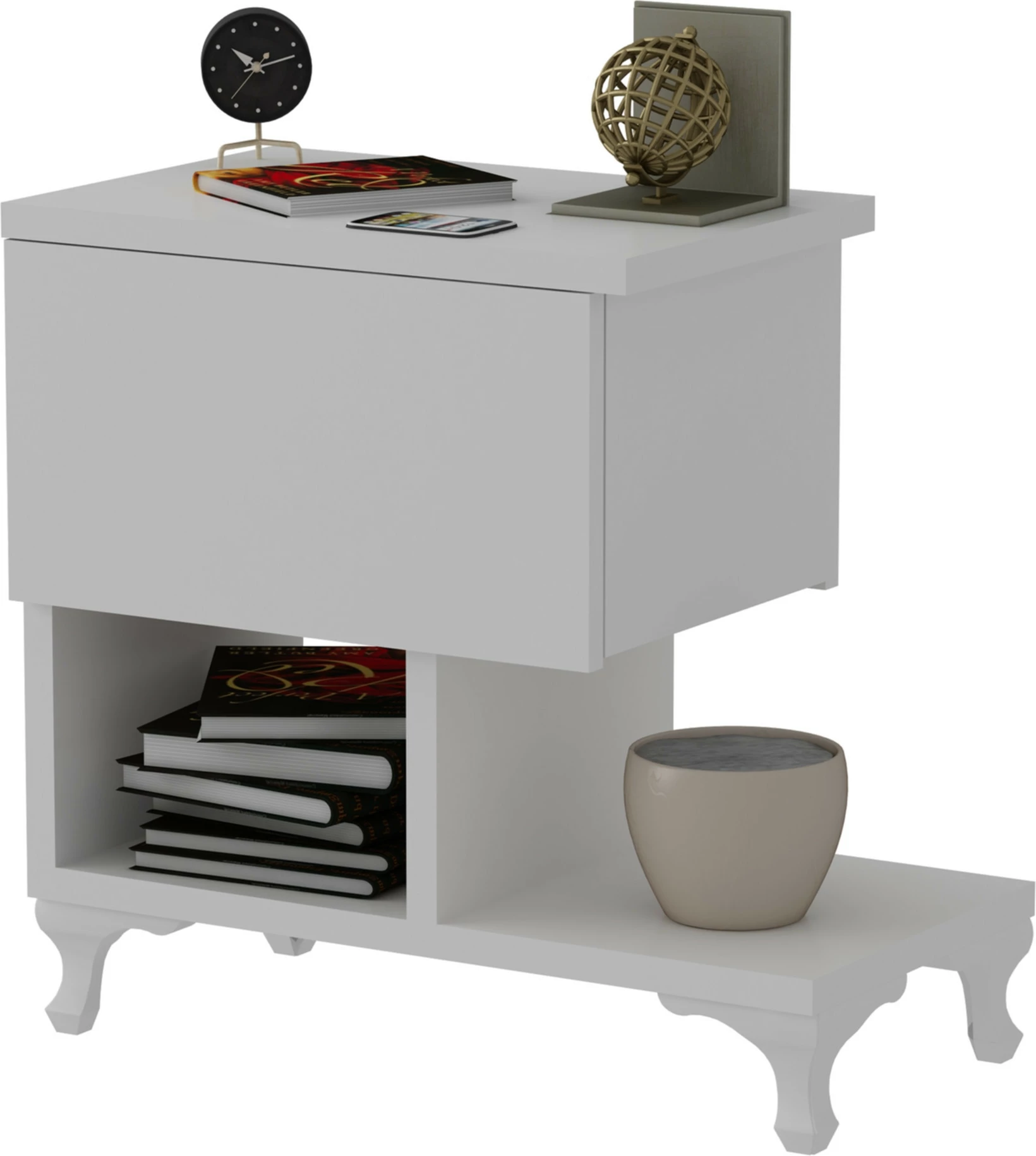 Komodinë Hanah Home, ngjyrë e bardhë, Cast