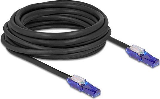 Kabllo rrjeti DeLOCK 80930, Cat6, 7.5 m, RJ45 këndore 180°, LSZH, e zezë/vjollcë