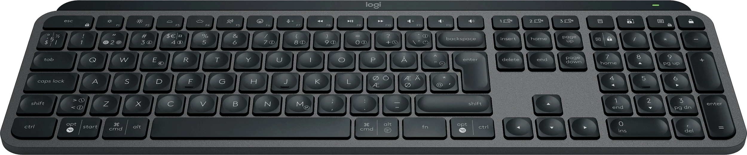 Tastierë Logitech MX Keys S, Bluetooth, full-size me numpad, backlight, Graphite
