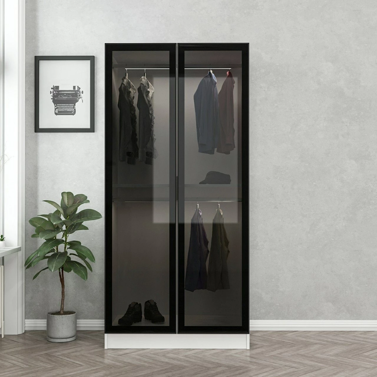 Dollap Hanah Home, xham i zi, 190cm