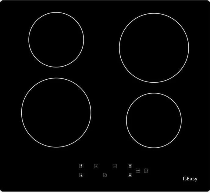 Pianurë elektrike/ceramike IsEasy T4-04, 4 zona, xham i zi