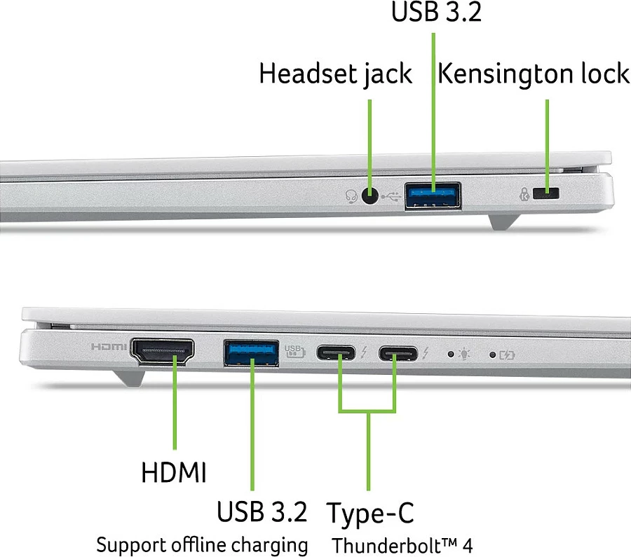 Laptop Acer Aspire 14 AI OLED A14-I71M-90HK, CU9-386H, 16GB RAM, 512GB SSD, Windows 11 Home, argjendi