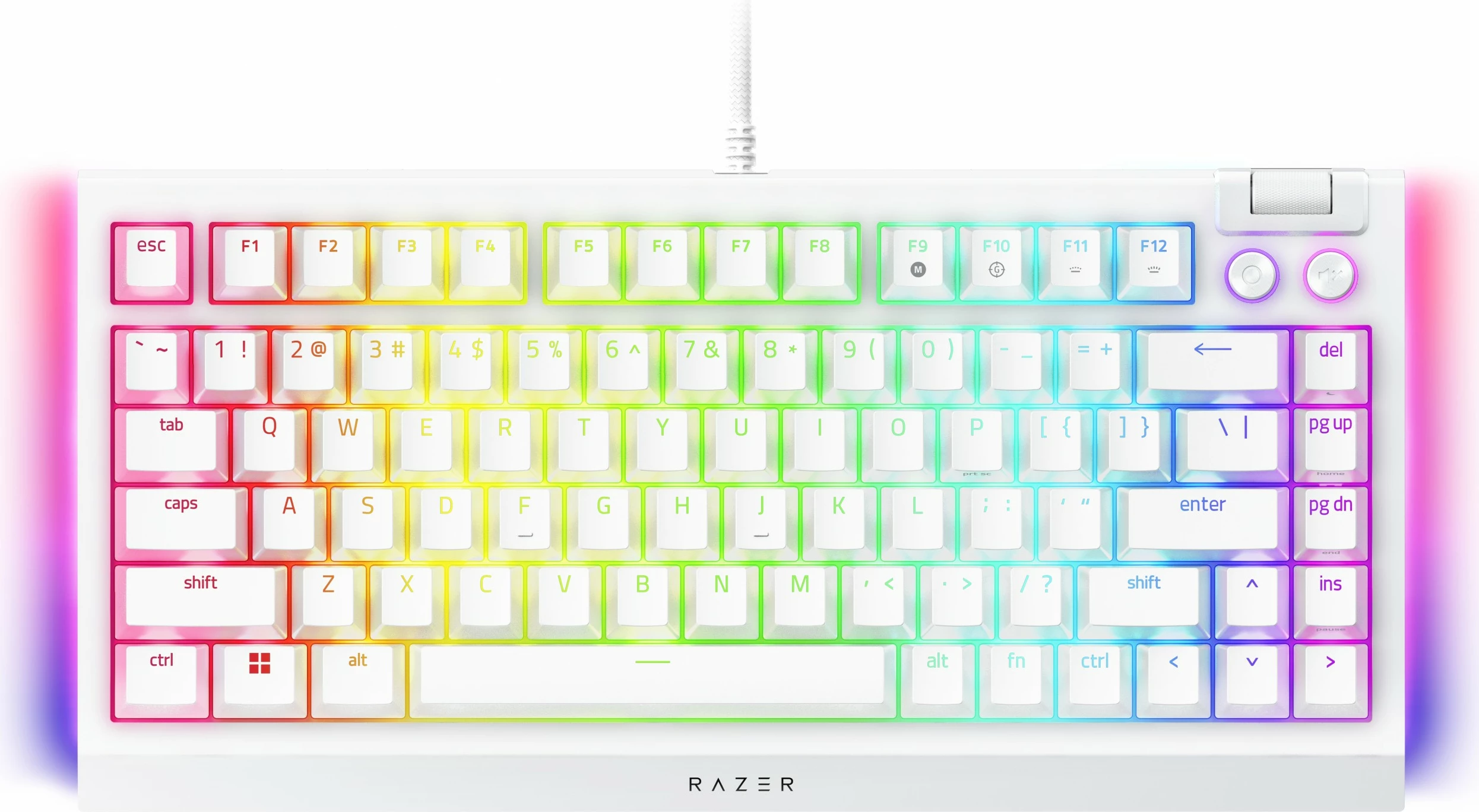 Tastierë Razer BlackWidow V4, 75%, mekanike, RGB, USB-C, e bardhë