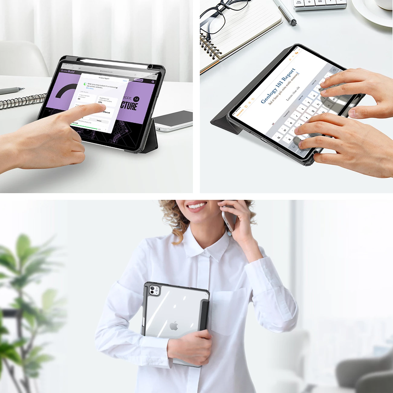 Mbështjellës Dux Ducis Toby për iPad Pro 11" (2024), me qëndrim, i zi