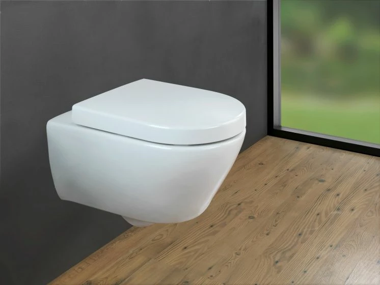 Kapak WC WENKO Exclusive No.2 Easy Close, universal, Soft-Close, 46x38 cm, plastik, mentesha inox, bardhë