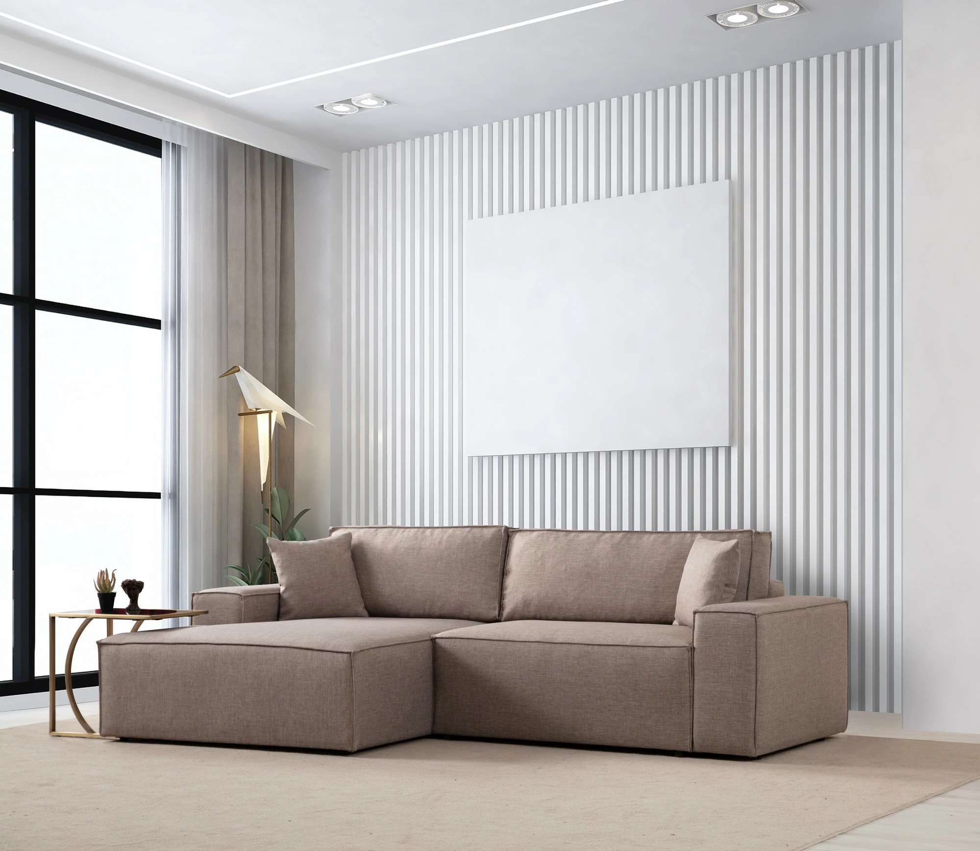Kënd-sofë krevati Atelier del Sofa, Pırlo kënd majtas, kafe